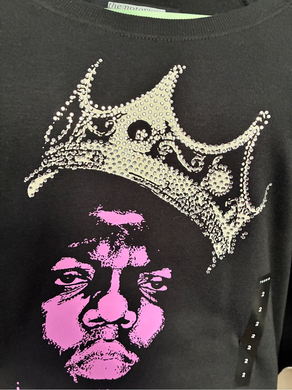 Biggie Rhinestone Crown Graphic Sweatshirts with Pink Portrait - Picture 2 of 3